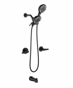 2 Handles Tub Shower Faucet Set Shower System with Tub Spout Bathtub Faucet Set Shower Tub Combo Set Complete Tub and Shower Trim Kit Matte Black