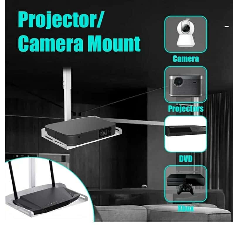 Universal Projector Ceiling Mount with Tray, Projector Mount Hidden Cable Routing, Height Adjustable up to 22.8 inches, Holds up to 11 lbs - White - Image 10