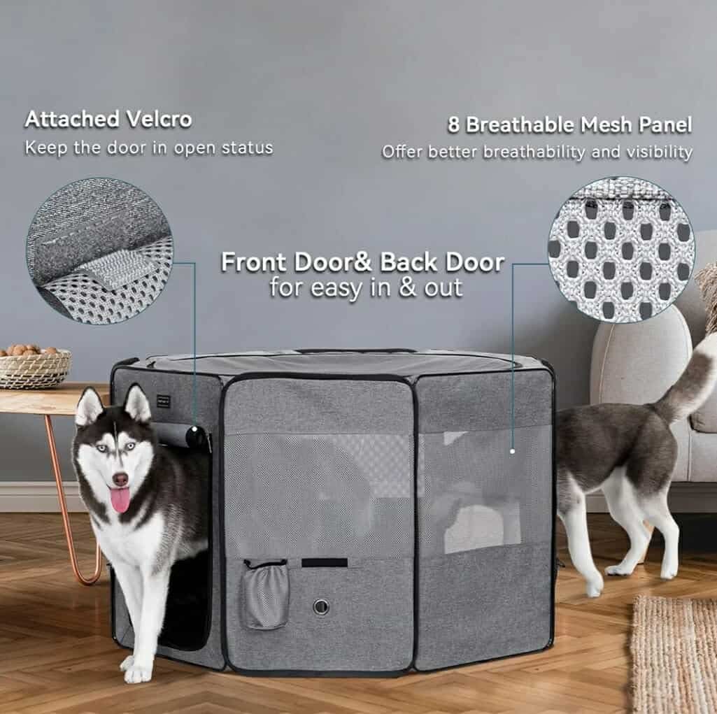 Portable Dog Playpen for Large Dogs Cats with Water Bottle Holder and Carrying 4 - Image 6
