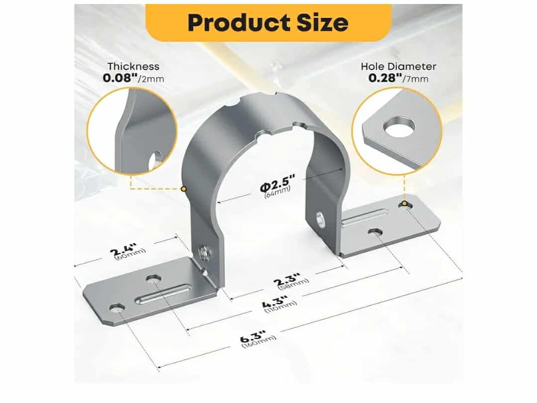 20 PCS Fence Post Brackets, 2-3/8 Steel to Wood Fence Bracket, Fence Brackets - Image 5