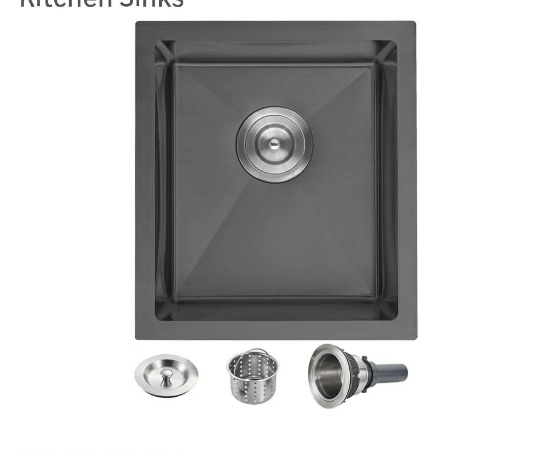 15×17 Inch Black Bar Sink,304 Stainless Steel Single Bowl 8 Inch Deep