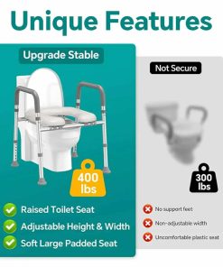 Alternative view of Toilet Seat Risers for Seniors, Raised Toilet Seat with Handles, Adjustable Height & Width