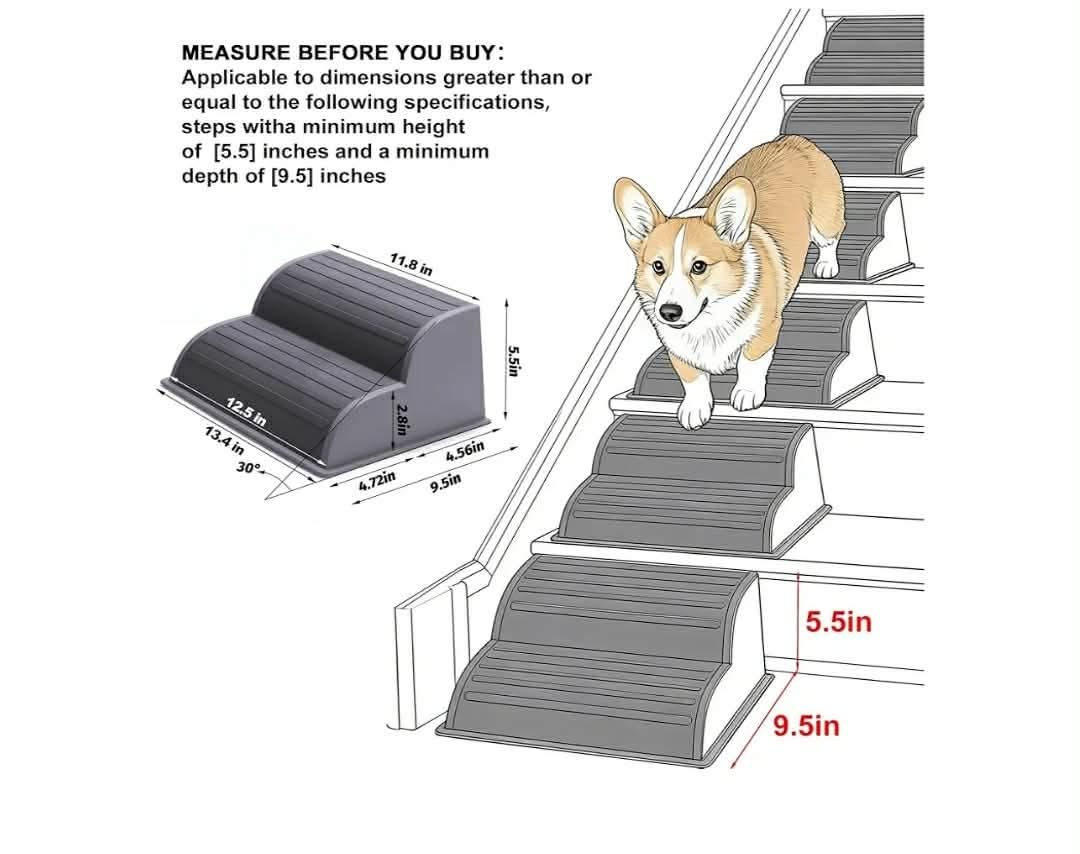 2-Step Modular Dog Ramp - Portable Non-Slip Stairs for Small Dogs with High Support, 9.5" D Lightweight Plastic Pet Steps - Image 10