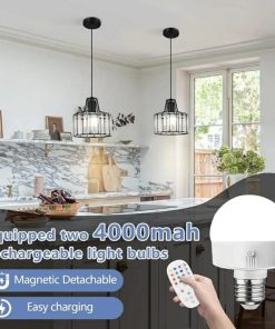 Alternative view of 2pk Battery Operated Pendant Lights,Rechargeable Pendant Light with Remote, Crystal Pendant Light Fixtures
