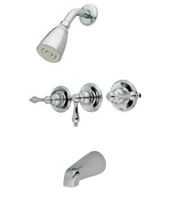 Kingston Brass KB231AL Tub and Shower Faucet with 3-Lever Handle, Polished Chrome