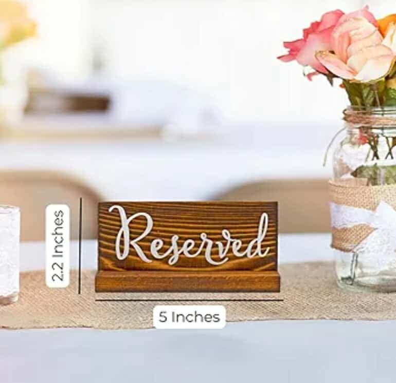 Wooden Reserved Signs for Tables (6-Pack, Brown); Rustic Real Table Signs with Sign Holders - Image 10