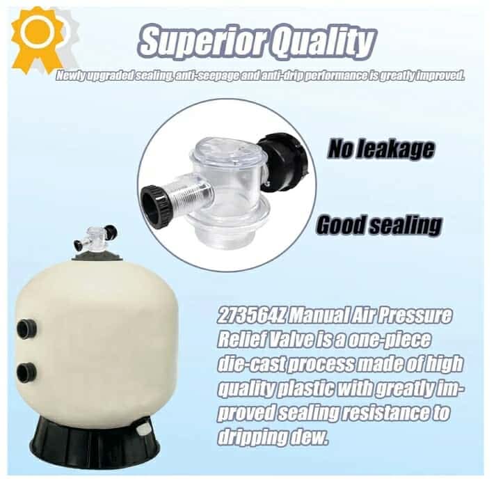 Manual Air Relief Valve, 273564Z Compatible with Pentair, Pool Spa Sand Filters, Replacement for The Pool and Spa Filter Air Relief Valve Assembly - Image 4