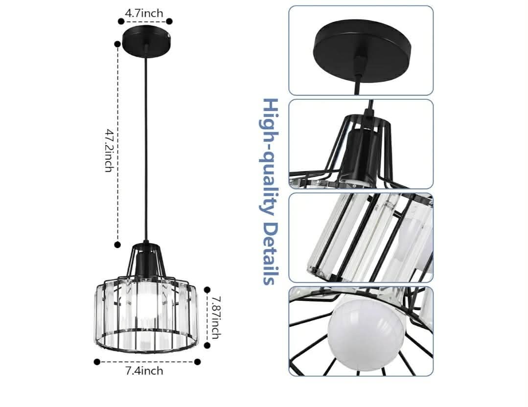 2pk Battery Operated Pendant Lights,Rechargeable Pendant Light with Remote, Crystal Pendant Light Fixtures - Image 9