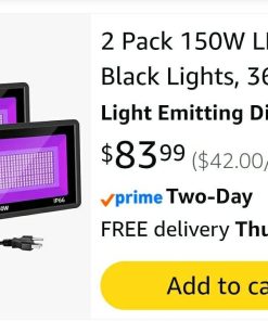 Alternative view of 2 Pack 150W LED Black Lights, 365nm LED Black Flood Light Outdoor with Plug and Switch, IP66 Waterproof Blacklight for Glow Party, Stage Lighting, Fluorescent Poster, Body Paint