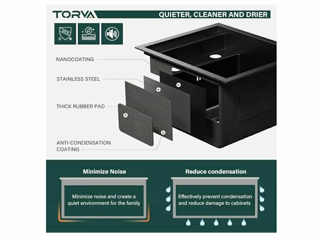 RV Kitchen Sink, 13 x 15 x 9 Inch Undermount Bar Sink Premium Stainless Steel Single Bowl Sink with Faucet, Cutting Board, Dark Grey - Image 11