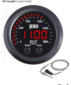 Exhaust Gas Temperature EGT Gauge Kit 2‑1/16in 52mm Ultra Thin 0‑1800℉ Red LED with Sensor and Dashboard Pod