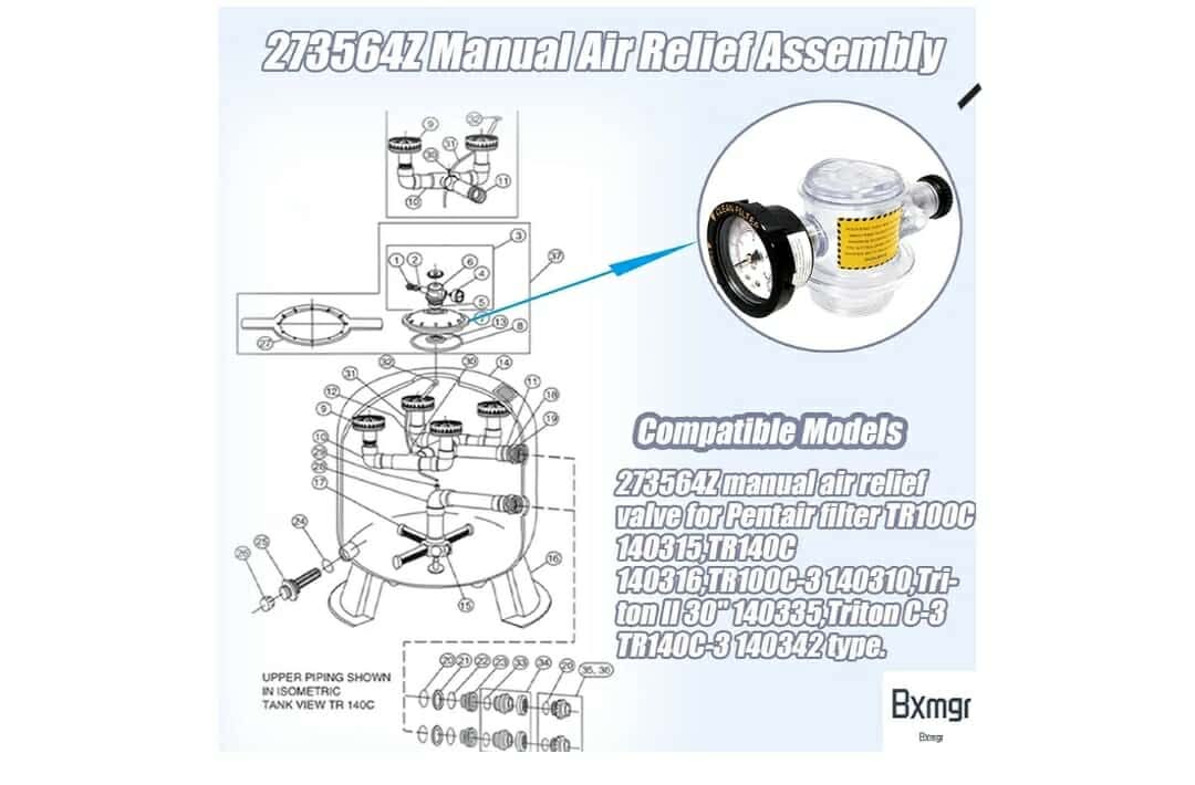 Manual Air Relief Valve, 273564Z Compatible with Pentair, Pool Spa Sand Filters, Replacement for The Pool and Spa Filter Air Relief Valve Assembly - Image 9