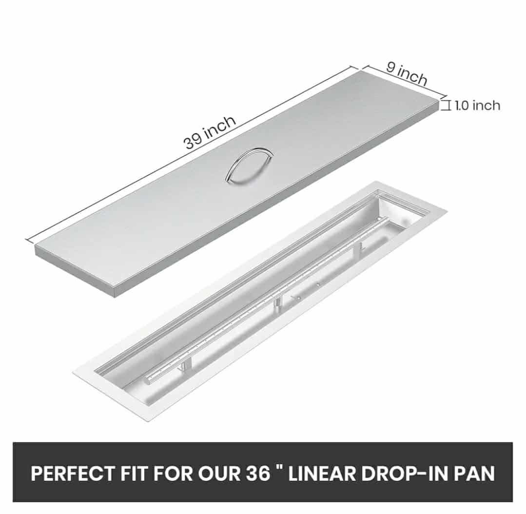 Stanbroil Fire Pit Lid Fits 36 x 6 Inches Linear Drop-in Burner Pan, Solid Stainless Steel Cover for Outside Firepit - Image 5