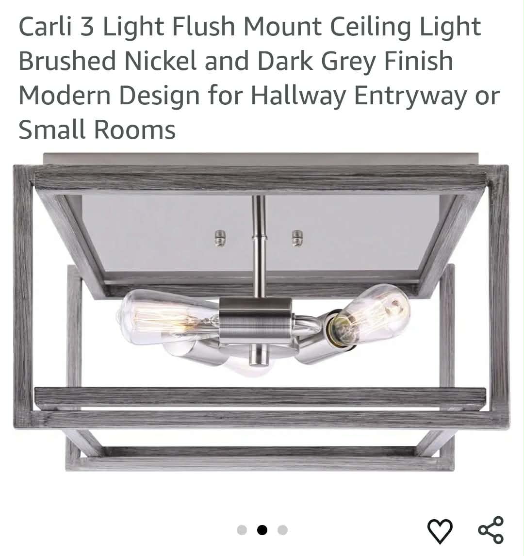 3 Light Flush Mount Ceiling Light Brushed Nickel and Dark Grey Finish Modern Design - Image 6