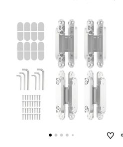4-Pack 6 inch Hinge for Doors Invisible Hinges Concealed Hinges Zinc Alloy 180 Degree Swing Hinge 3 Way Adjustable Butt Silent Door Hinge 6 x 2.5 x 1 inch (White)
