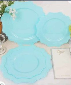 Alternative view of Disposable Plastic Plates 60Pcs, Light Baby blue Party Plates, Heavy Duty 30 Dinner plate 10.5” and 30 Salad/Dessert Plate 8.25”