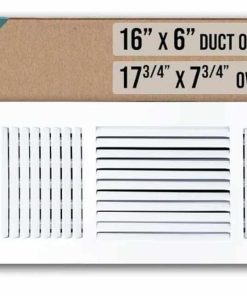 [2 Pack] Fits 16x6 Duct Opening 3 Way Steel Air Supply Diffuser by Handua | Register Vent Cover Grille for Sidewall and Ceiling | White | Outer Dimensions: 17.75" X 7.75