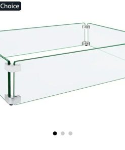 Fire Pit Wind Guard, 31.5"x14.5"x6" Glass Wind Guard for Fire Pit Square Table, Made of Clear Tempered Glass