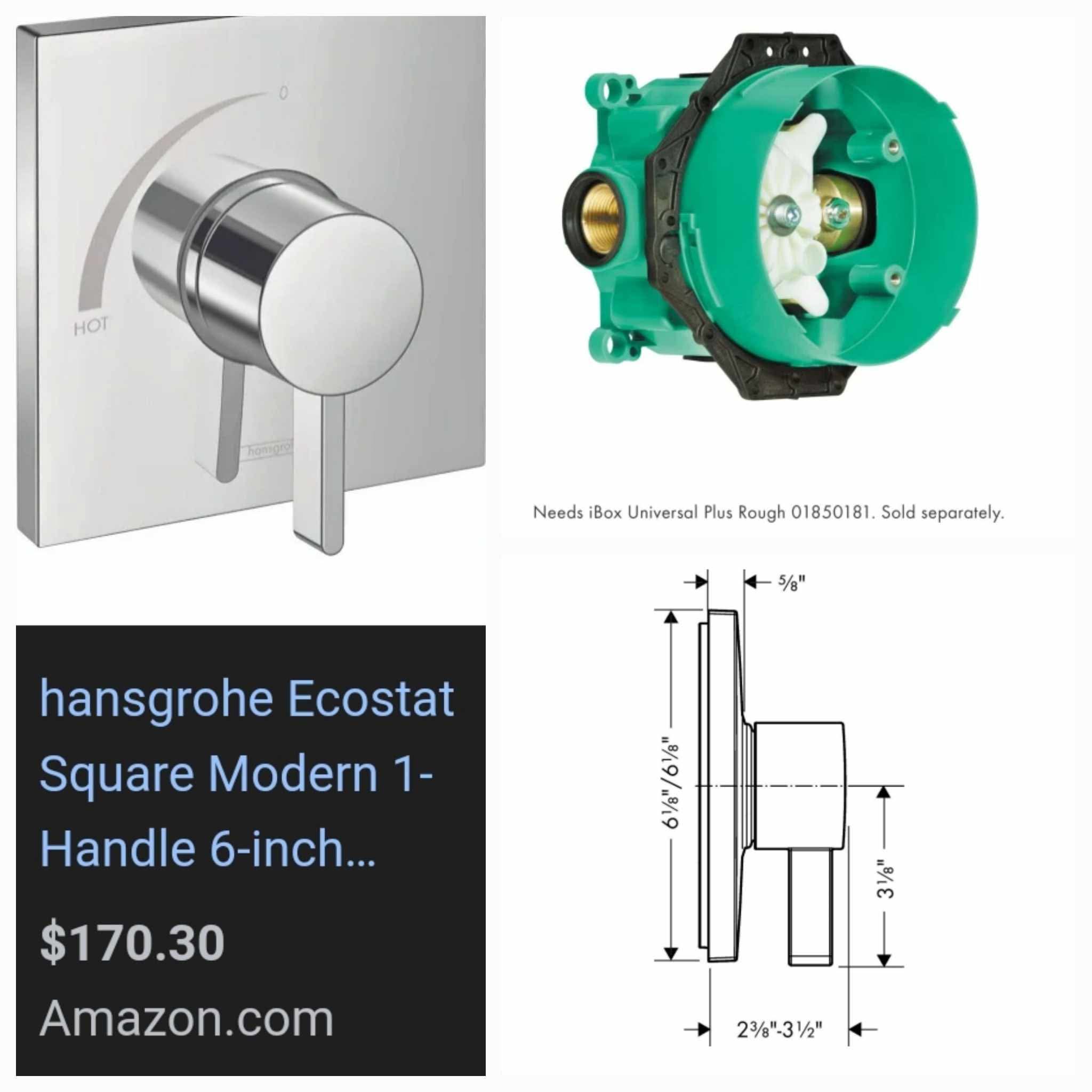 Hansgrohe Ecostat Square Modern Pressure Balance Shower Valve Trim in Chrome, 15724001 - Image 11