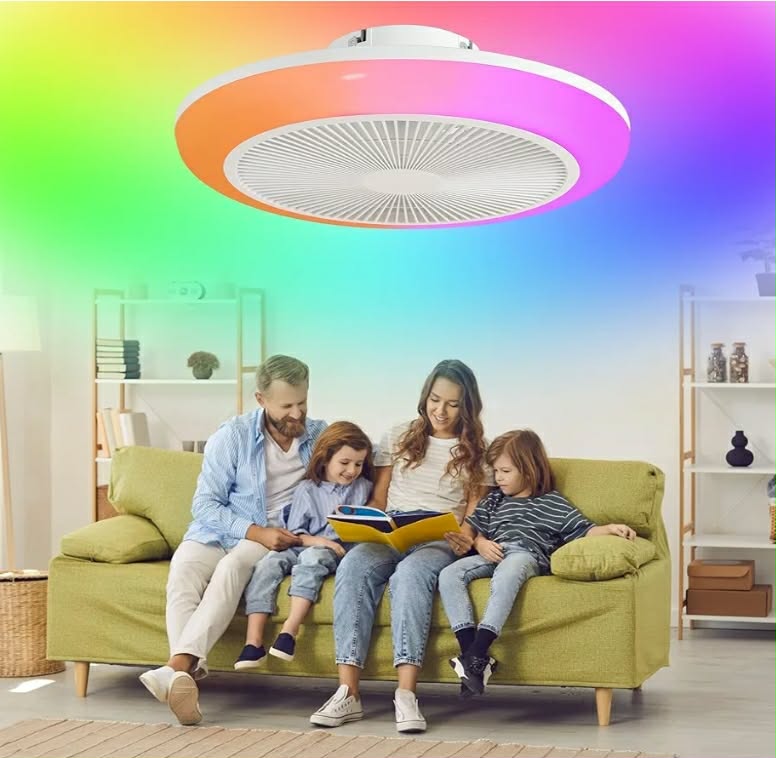18'' Bladeless Ceiling Fan with RGB LED Light, Low Profile Flush Mount Ceiling Fan - Image 14