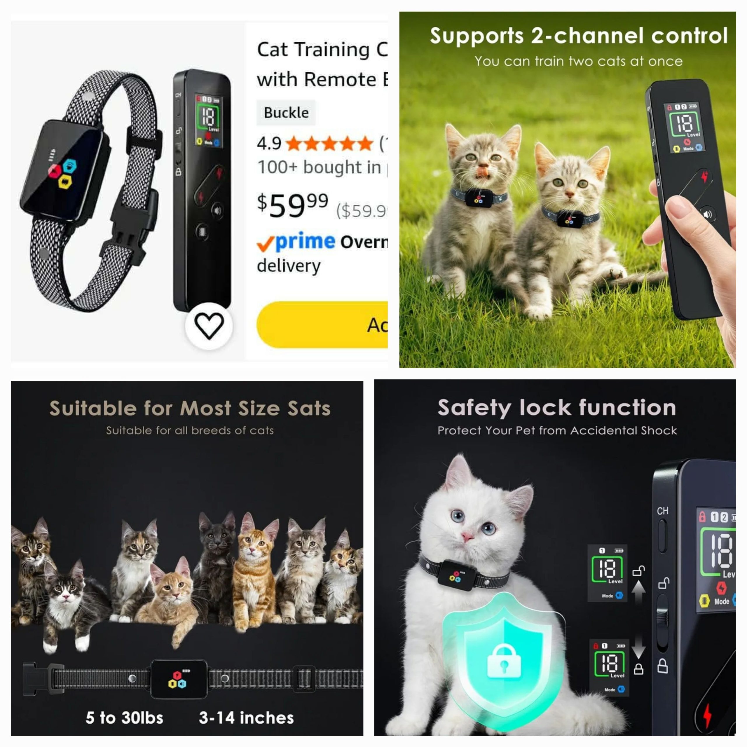 Cat Training Collar Cat Bark Collar with Remote Electric Cats Shock Collar 3300FT IP67 Waterproof 3 Training Modes - Image 14