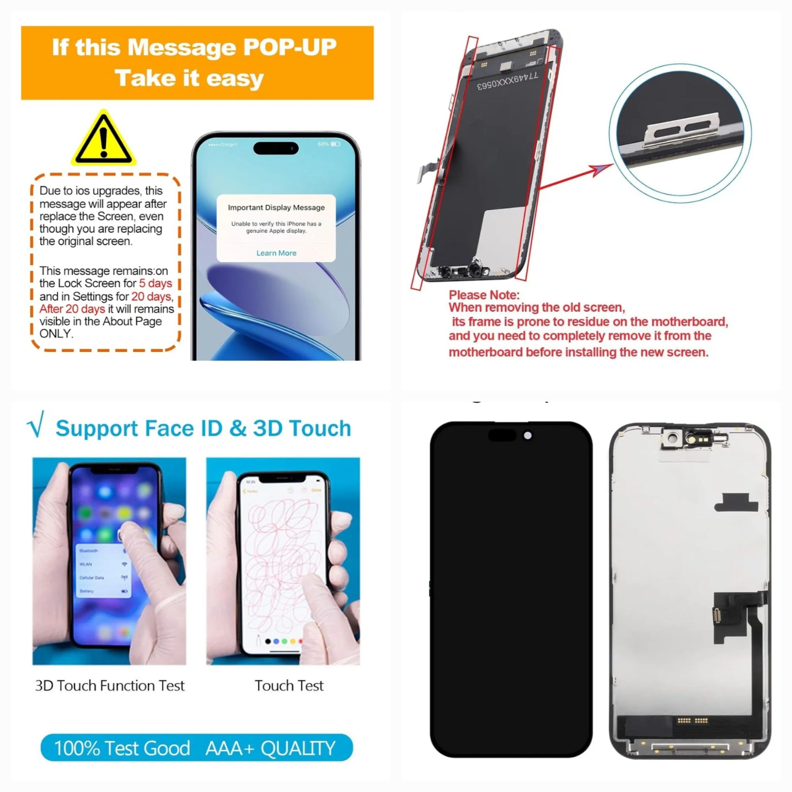 for iPhone 16 Pro Screen Replacement 6.3 inch, 3D Touch LCD Display Digitizer Assembly with Repair Tools - Image 14