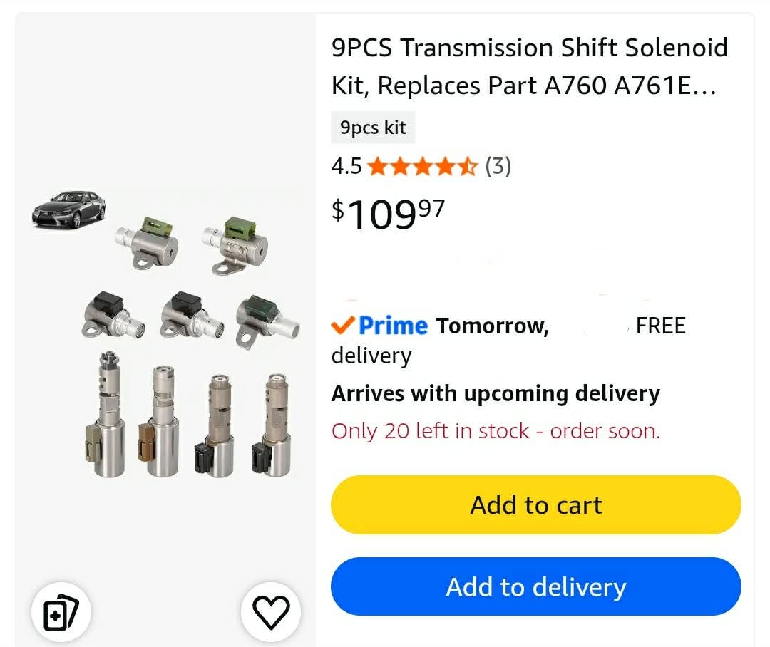 9 PCS Transmission Shift Solenoid Kit, Replaces Part A760 A761E A960E AB60E AB60F, Compatible with Toyota - Image 2
