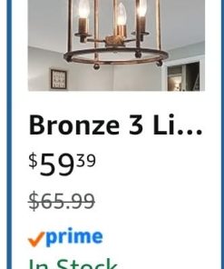 Alternative view of 3-Light Farmhouse Vintage Semi Flush Mount Ceiling Light Fixtures in Rustic Bronze Metal Chandelier