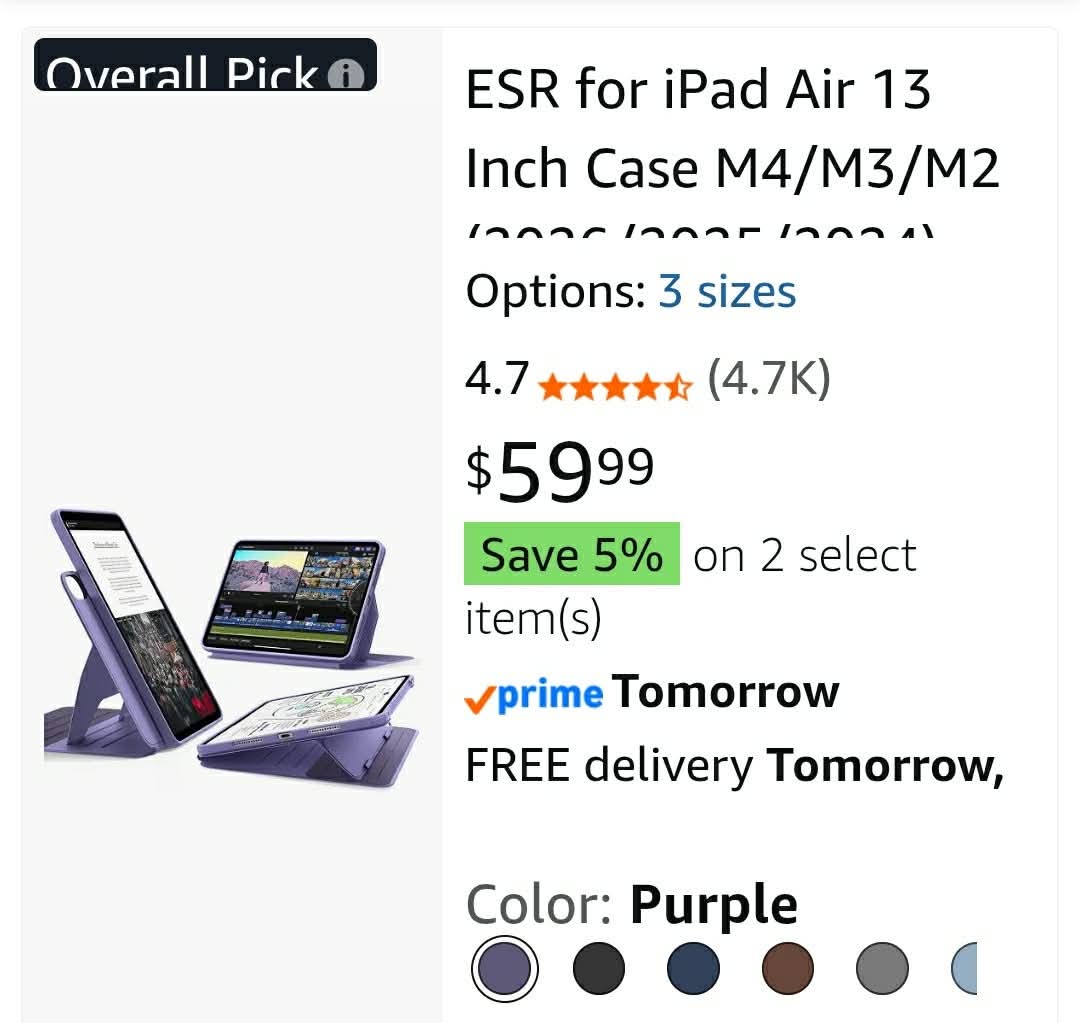iPad Air 13 Inch Case Removable Magnetic Cover with Pencil Charging & Storage, Adjustable Portrait/Landscape Stand, 9 Standing Angles, Shift Series, Purple - Image 2