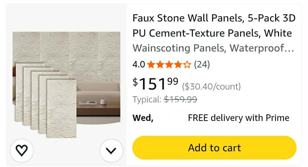 Faux Stone Wall Panels, 5-Pack 3D PU Cement-Texture Panels, White - Image 12