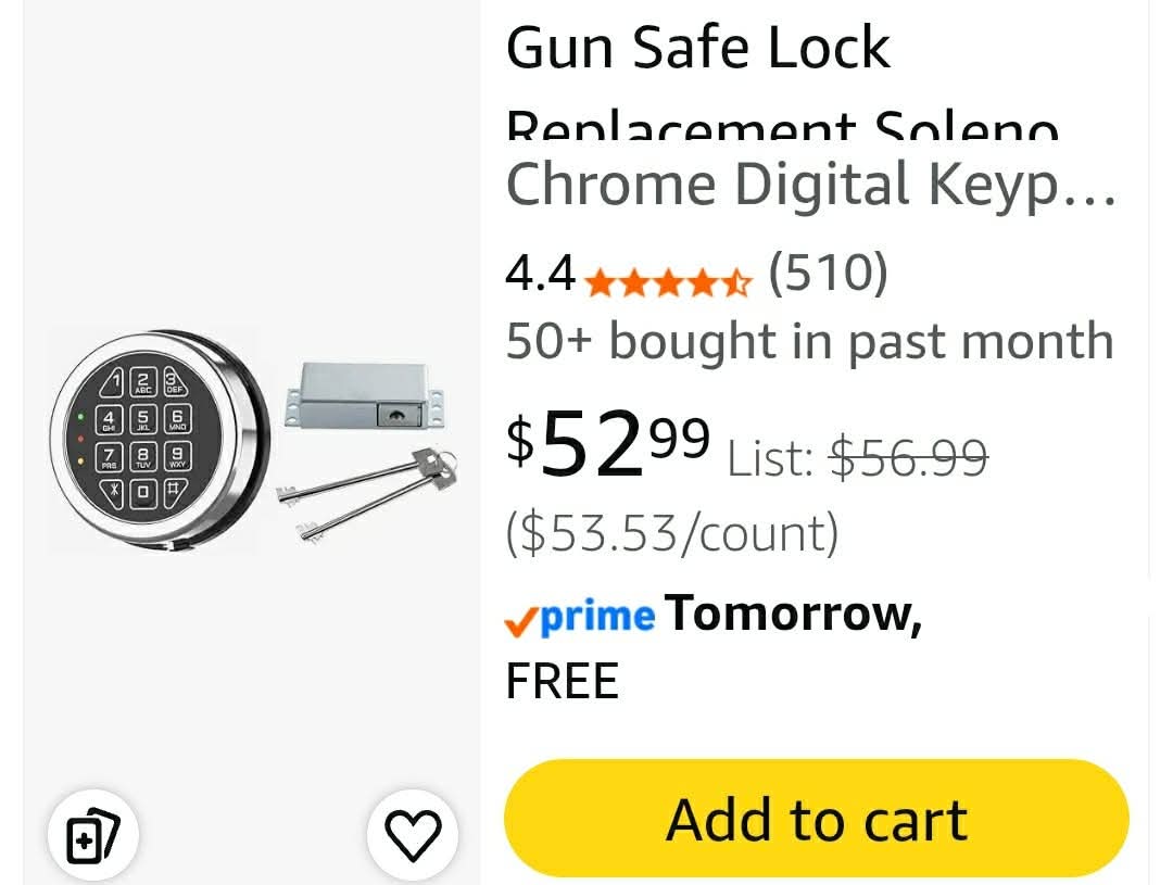 Gun Safe Lock Replacement Solenoid Lock with 2 Override Keys, Chrome Digital Keypad DIY Safe Electronic, Reset Cable, Circuit Board Lock - Image 2