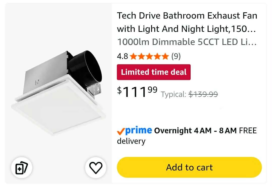 Bathroom Exhaust Fan with Light And Night Light,150 CFM - Image 2