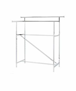 SSWBasics Chrome Double Clothing Rack with Z-Brace - 60''W x 24''D x 47-72''H - Adjustable Height, Durable and Sleek Double Clothes Rack for Commercial, Retail, Thrift, and Boutique Use