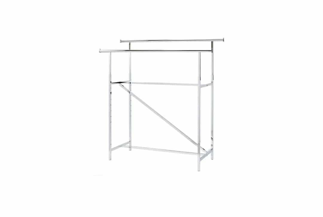 SSWBasics Chrome Double Clothing Rack with Z-Brace - 60''W x 24''D x 47-72''H - Adjustable Height, Durable and Sleek Double Clothes Rack for Commercial, Retail, Thrift, and Boutique Use