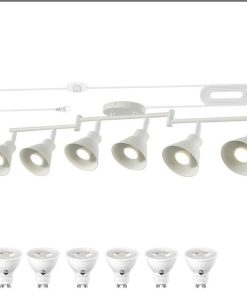 6 Light Plug in Track Lighting Kit, Modern Plug in Ceiling Light Fixture,16.4ft Cord, Timer & Dimming Switch