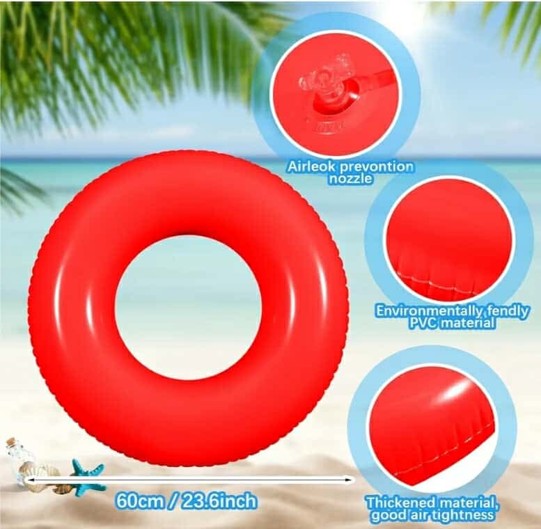 6 Pcs Inflatable Pool Floats 24 Inches Swim Tube Bulk Swimming Ring Pool Floaties - Image 2