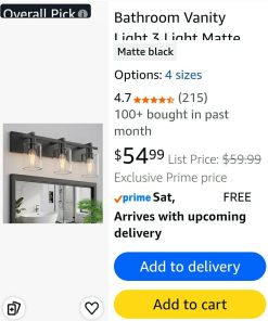 Alternative view of 3 Light Matte Black Vanity Light with Thickened Clear Glass Shade, 21 inch Dimmable