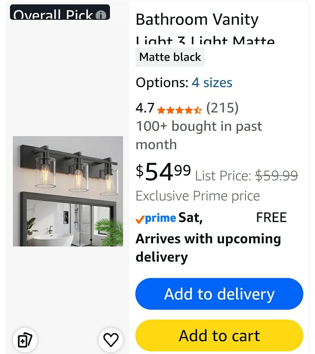 3 Light Matte Black Vanity Light with Thickened Clear Glass Shade, 21 inch Dimmable - Image 2