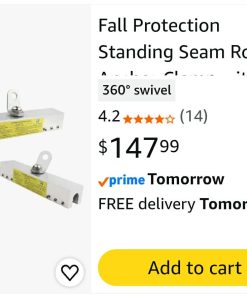 Alternative view of Fall Protection Standing Seam Roof Anchor Clamp with 360° Swivel Point | Fall Arrest Roofing Harness Safety Kit