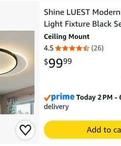 Alternative view of Modern LED Ceiling Light Fixture Black Semi Flush Mount Light with Remote Control 19.69"