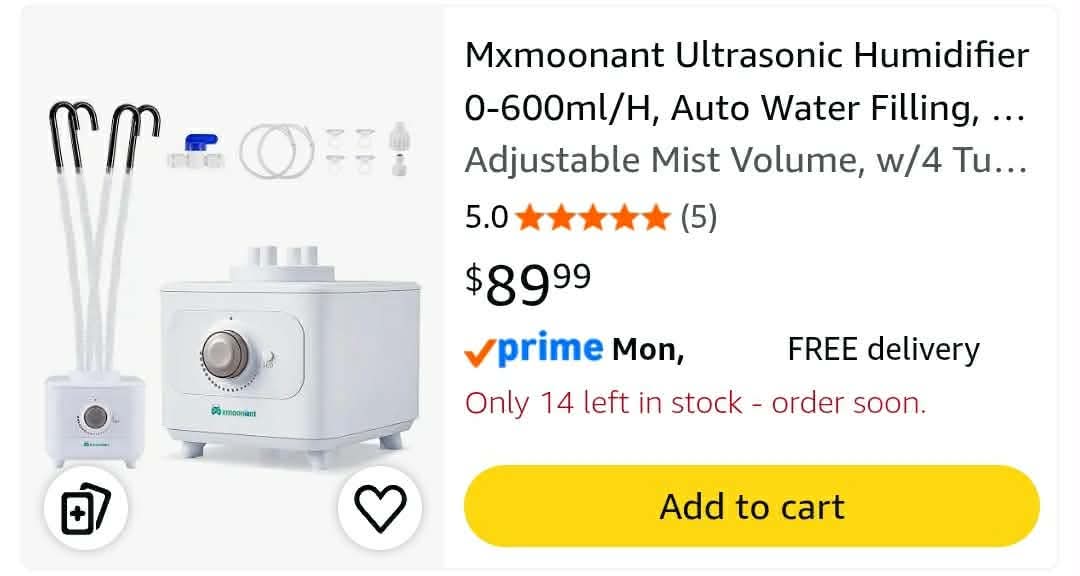 Ultrasonic Humidifier 0-600ml/H, Auto Water Filling, 4 Outputs - Image 2