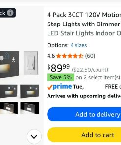 Alternative view of 4 Pack 3CCT 120V Motion Sensor Step Lights with Dimmer Switch, Black
