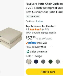 Alternative view of Patio Chair Cushions 20 x 20 x 3 Inch Waterproof Outdoor Seat Cushions