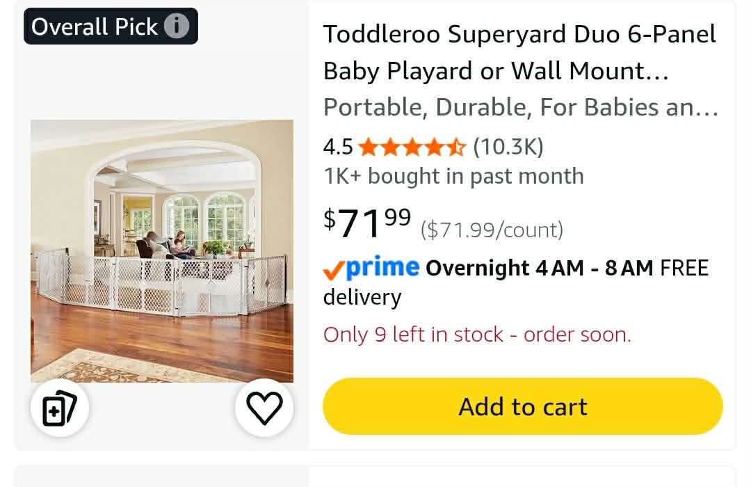 Toddleroo Superyard Duo 6-Panel Baby Playard or Wall Mount Barrier; Lt Gray - Image 2