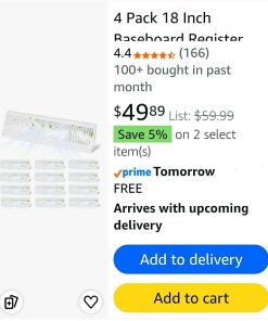 Alternative view of 4 Pack 18 Inch Baseboard Register Duct Opening Size Vent Cover