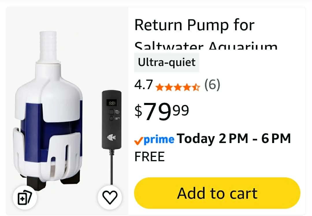 Return Pump for Saltwater Aquarium Sump, Small Water Pump, DC 24V with Controller, 475GPH (1800L/H), 24 Watts, Indoor Use - Image 2