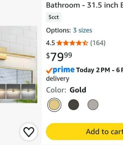 Alternative view of Dimmable Vanity Light for Bathroom - 31.5 inch Brushed Gold