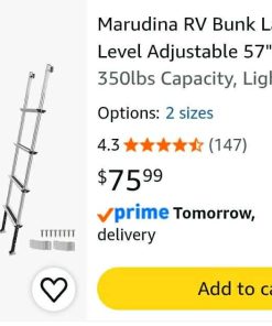 Alternative view of RV Bunk Ladder, 11-Level Adjustable 57"-66", Wide Anti-Slip Steps