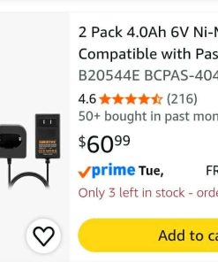 Alternative view of 2 Pack 4.0Ah 6V Ni-Mh Battery Compatible with Paslode
