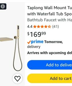 Alternative view of Taplong Wall Mount Tub Faucets with Waterfall Tub Spout Brushed Gold